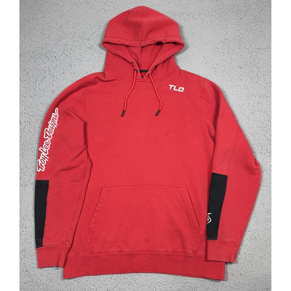 Troy Lee Designs Hoodie Mens XL Red‎ Fleece Pullover Racing Graphic Sleeves